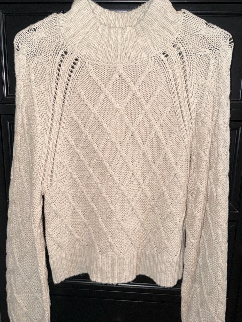American Eagle Outfitters Cream Cable Turtleneck Sweater